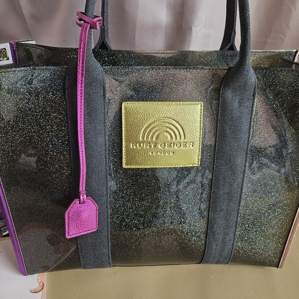 Kurt Geiger Black and Gold Structured Tote